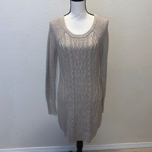 Ruby Moon beige wool blend cable knit sweater dress